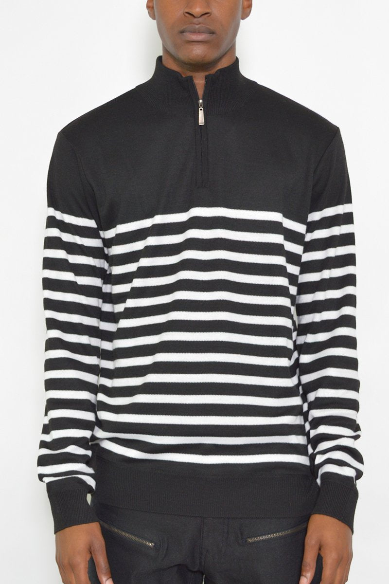 QUARTER ZIP STRIPE POLLUVER